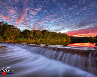 Sunset on The Blanco River in San Marcos, TX - Texas Hill Country Wall Art - Nature Photo Print - Water Landscape - Unframed - Unique Gift
