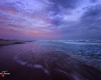 Port Aransas Texas Winter Sunset - Beach Photography - TX Wall Art - Unique Gift - Nature Photo - Purple Ocean Landscape - Unframed Print