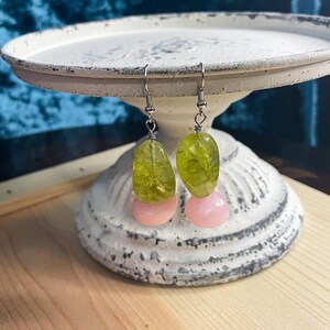 Pink and Green Rock Earrings