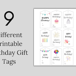 Printable Birthday Gift Tags for Presents and Party Favors for birthday gift Custom Invite