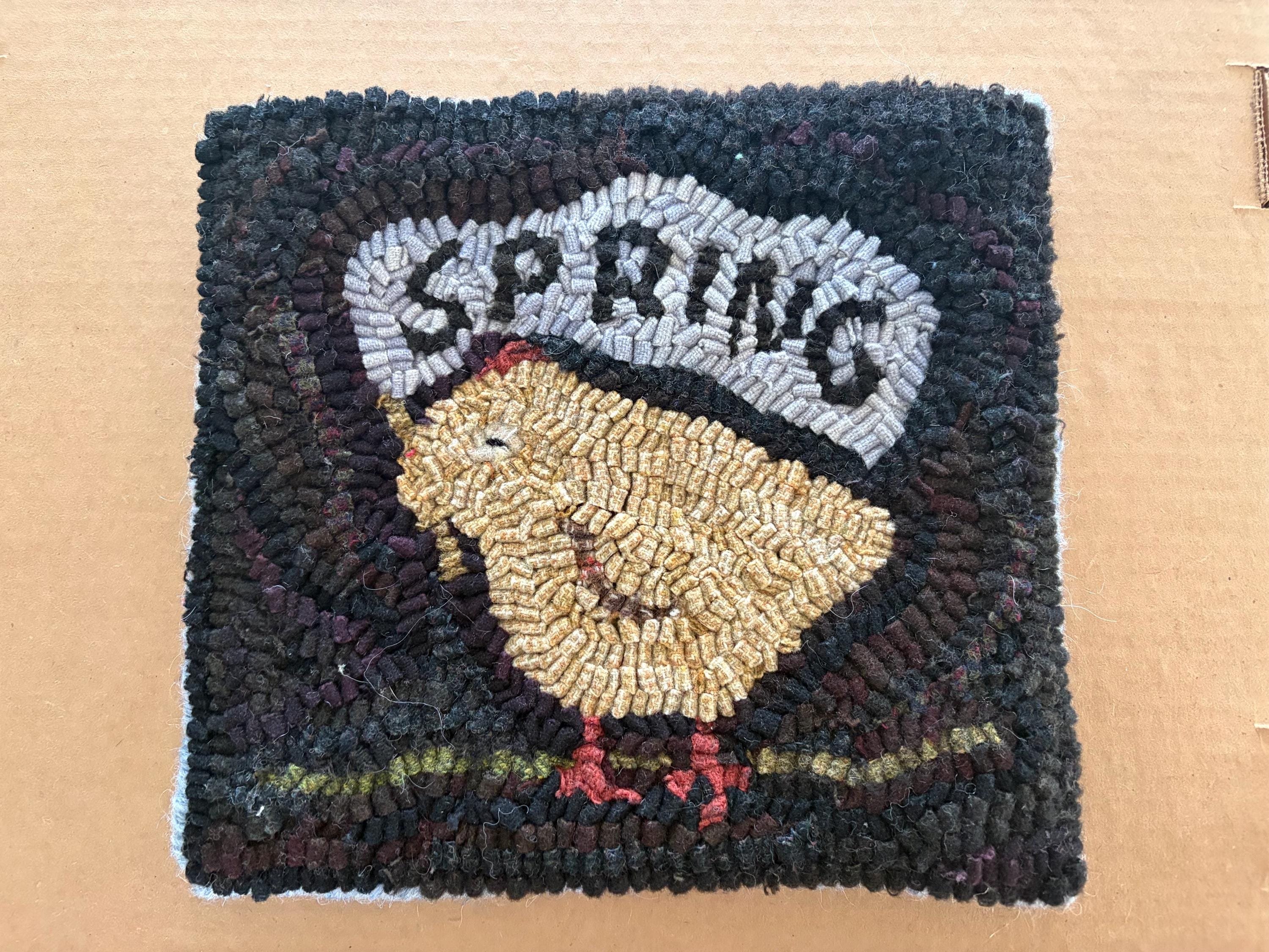 Spring Hooked Rugs Spring Chick Primitive Style Hooked Rug Mat - Etsy