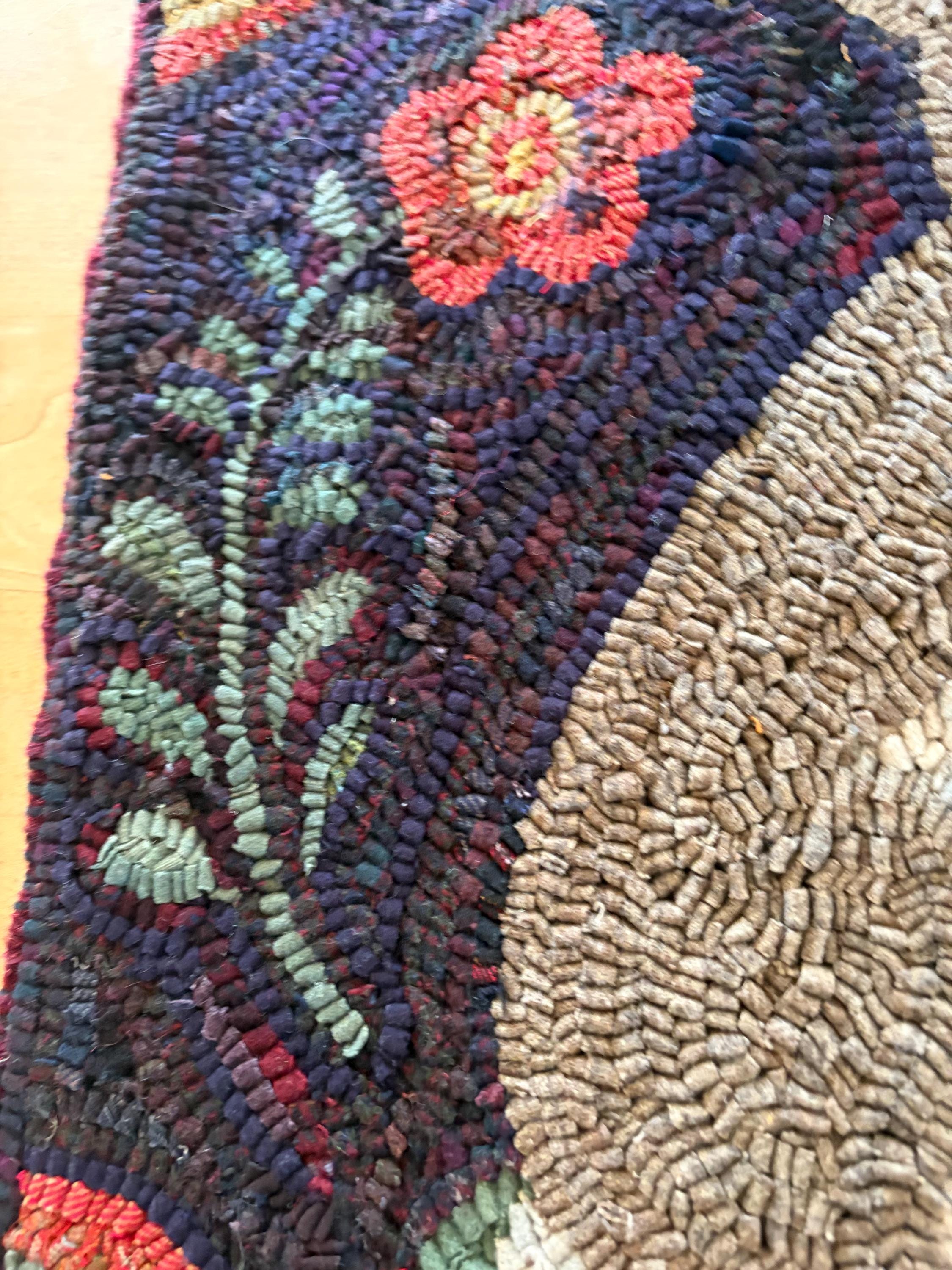 Hooked Rugs With Rabbits Garden Rabbit Primitive Style Hooked Rug - Etsy