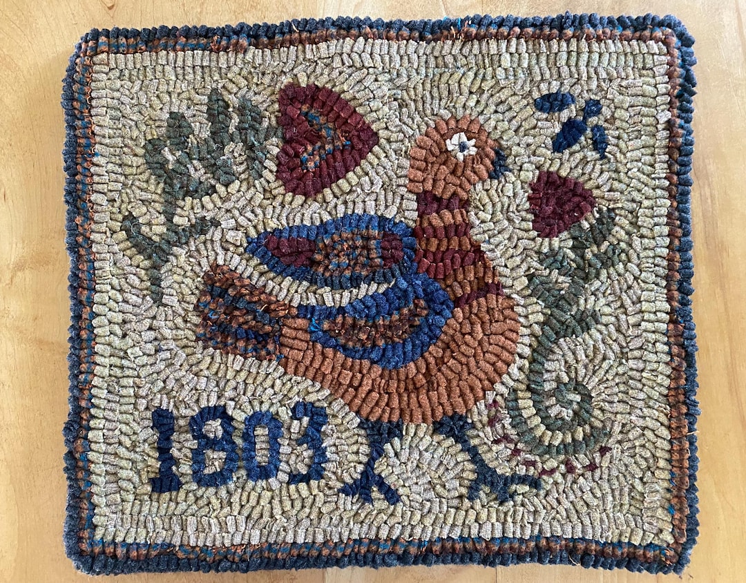Primitive Rug Styles Handmade Primitive Style Hooked Rug, 1803 Fraktur Bird - Etsy
