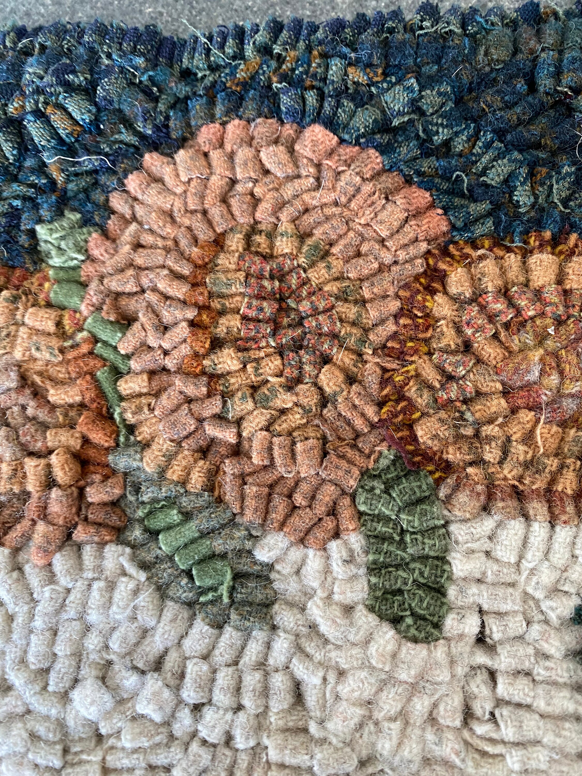 Handmade Primitive Style Hooked Rug, White Ironstone Pitcher With Faded ...