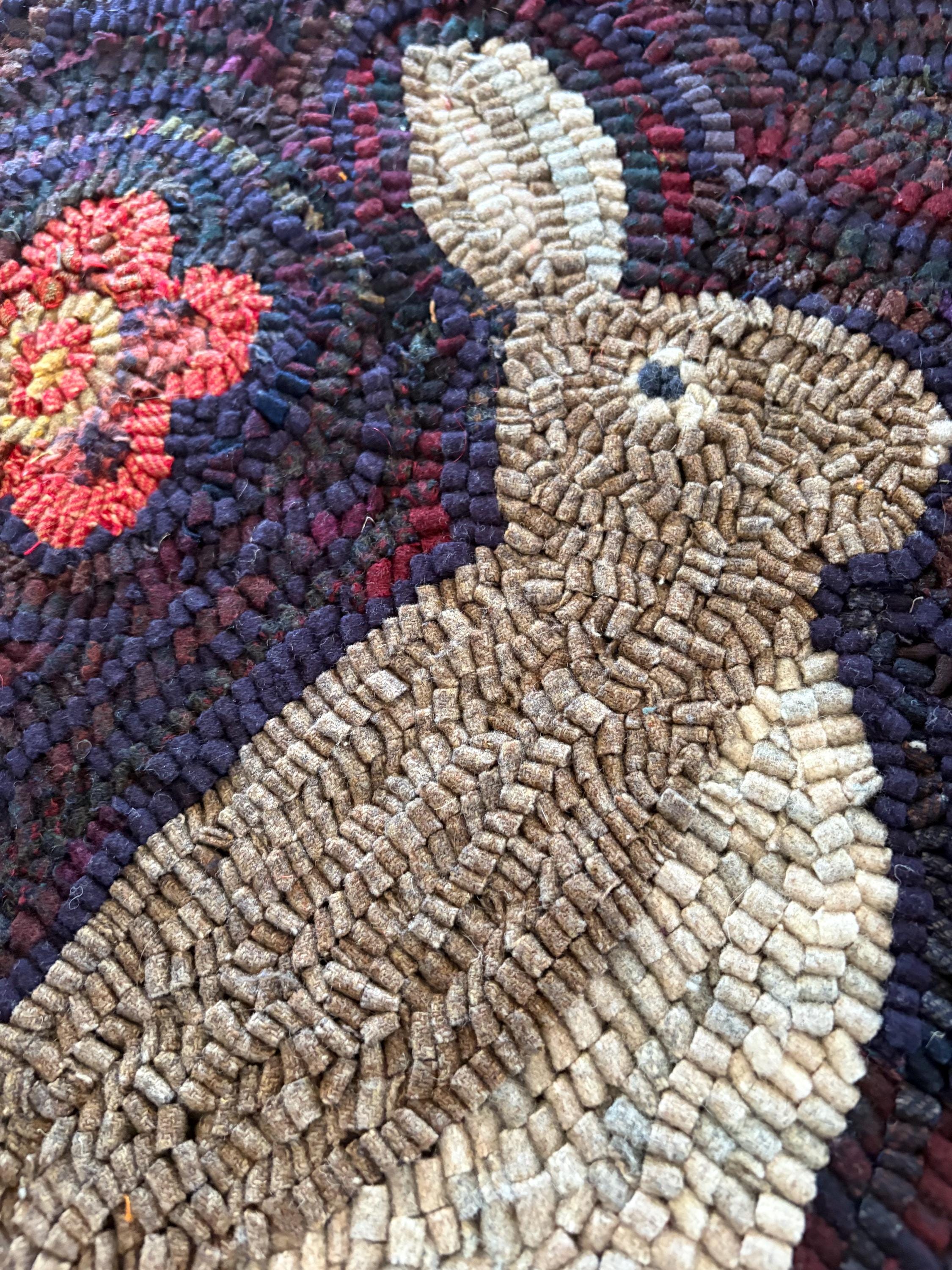 Hooked Rugs With Rabbits Garden Rabbit Primitive Style Hooked Rug - Etsy