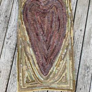 Handmade Primitive  Hooked Rug Large Heart