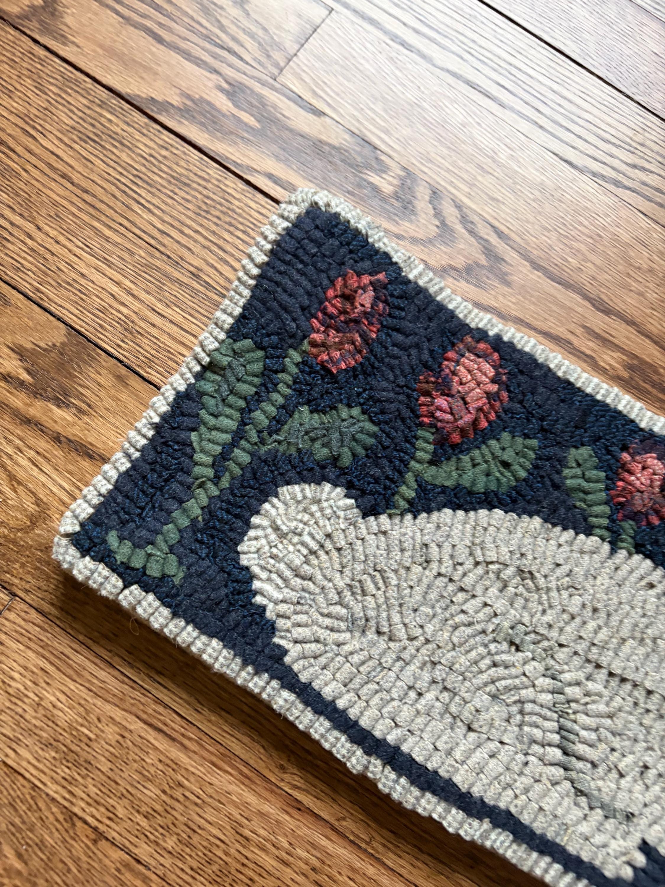 Hooked Rugs With Rabbits Rabbit With Flowers Runner Handmade Primitive Style Hooked Rug - Etsy