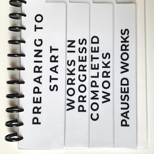 Minimalist Project Status Dashboard for Disc-bound Planners, Journals, Happy Planner Big Planner (5-Pieces)