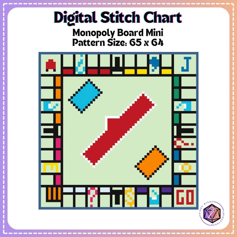 Monopoly Board Mini Needlepoint Cross Stitch Digital Chart - Etsy