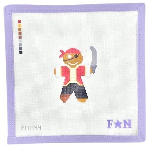Gingerbread Man Pirate Christmas 18 mesh Needlepoint Canvas Ornament Stitch Painted