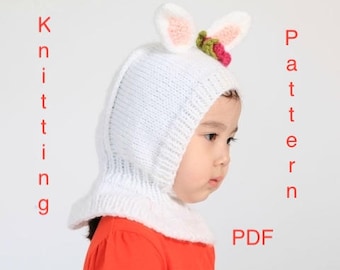 PDF Bunny Balaclava Hat Knitting Pattern