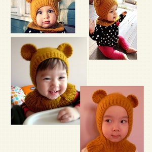 Balaclava Hat Knitting Pattern PDF Honey Bear hat pattern 12-24 months image 7