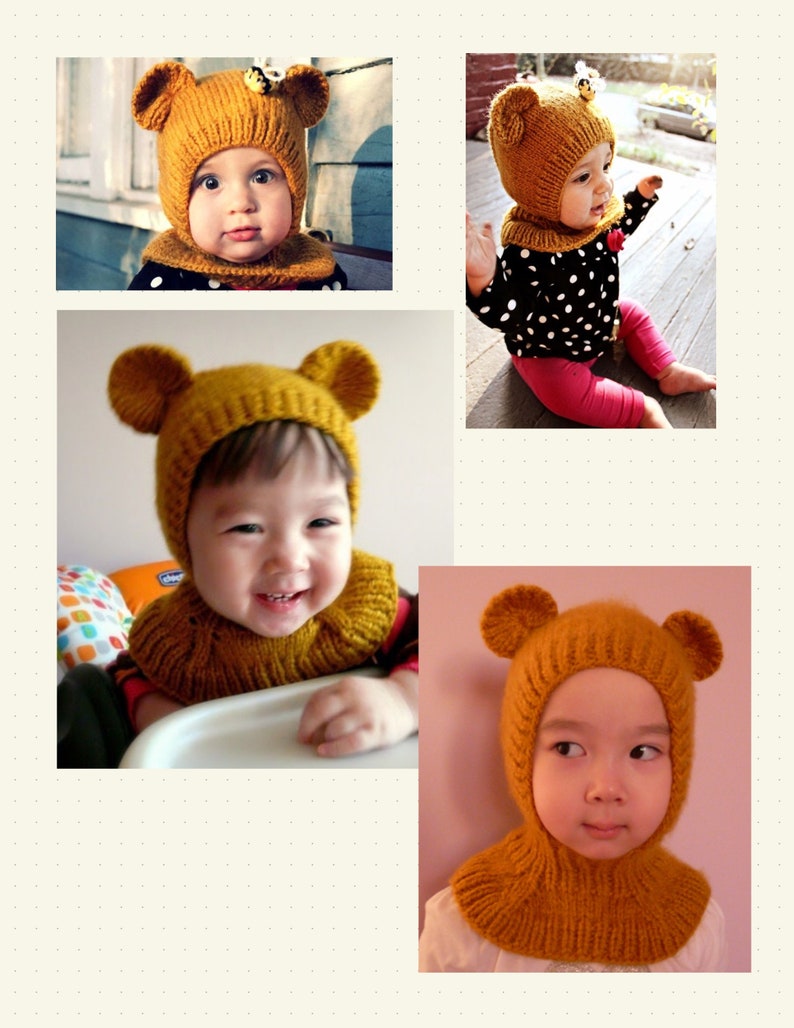 Balaclava Hat Knitting Pattern PDF Honey Bear hat pattern 12-24 months image 7