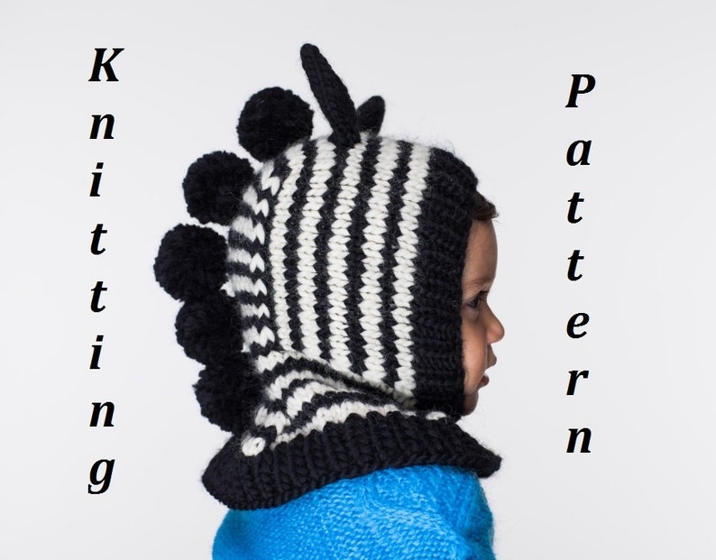 PDF Zebra Balaclava Hat Knitting Pattern zdjęcie 1