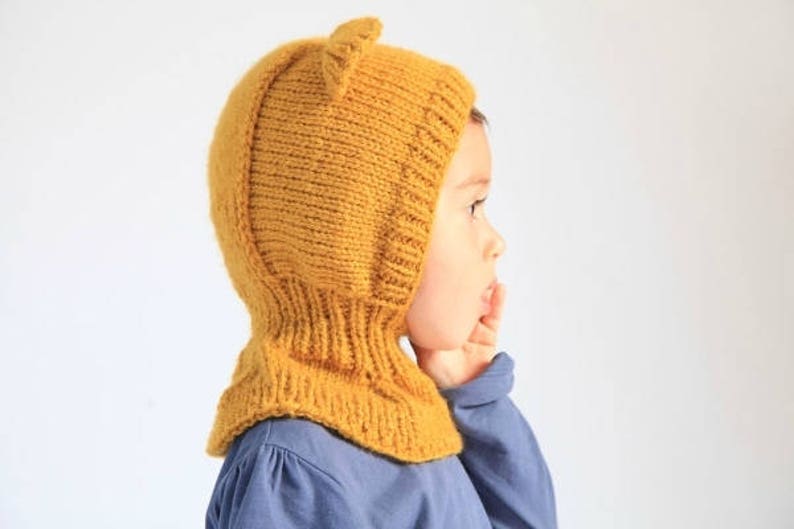 Balaclava Hat Knitting Pattern PDF Honey Bear hat pattern 12-24 months image 4