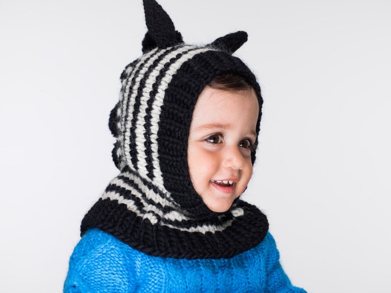 PDF Zebra Balaclava Hat Knitting Pattern zdjęcie 2