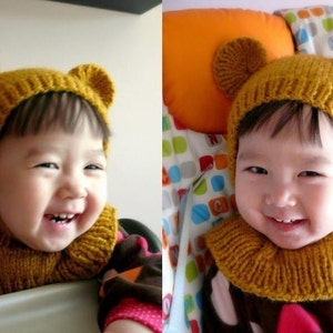 Balaclava Hat Knitting Pattern PDF Honey Bear hat pattern 12-24 months image 3