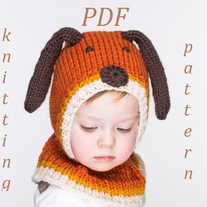 PDF Kipper the Dog Hat and Mittens Knitting Pattern