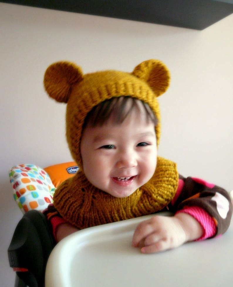 Balaclava Hat Knitting Pattern PDF Honey Bear hat pattern 12-24 months image 2