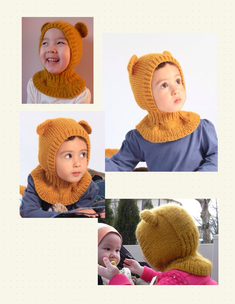 Balaclava Hat Knitting Pattern PDF Honey Bear hat pattern 12-24 months image 6