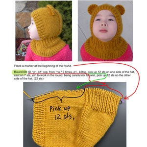 Balaclava Hat Knitting Pattern PDF Honey Bear hat pattern 12-24 months image 9