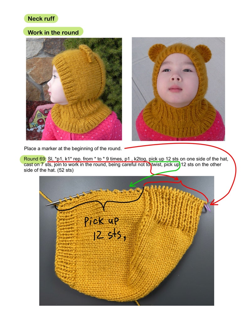 Balaclava Hat Knitting Pattern PDF Honey Bear hat pattern 12-24 months image 9