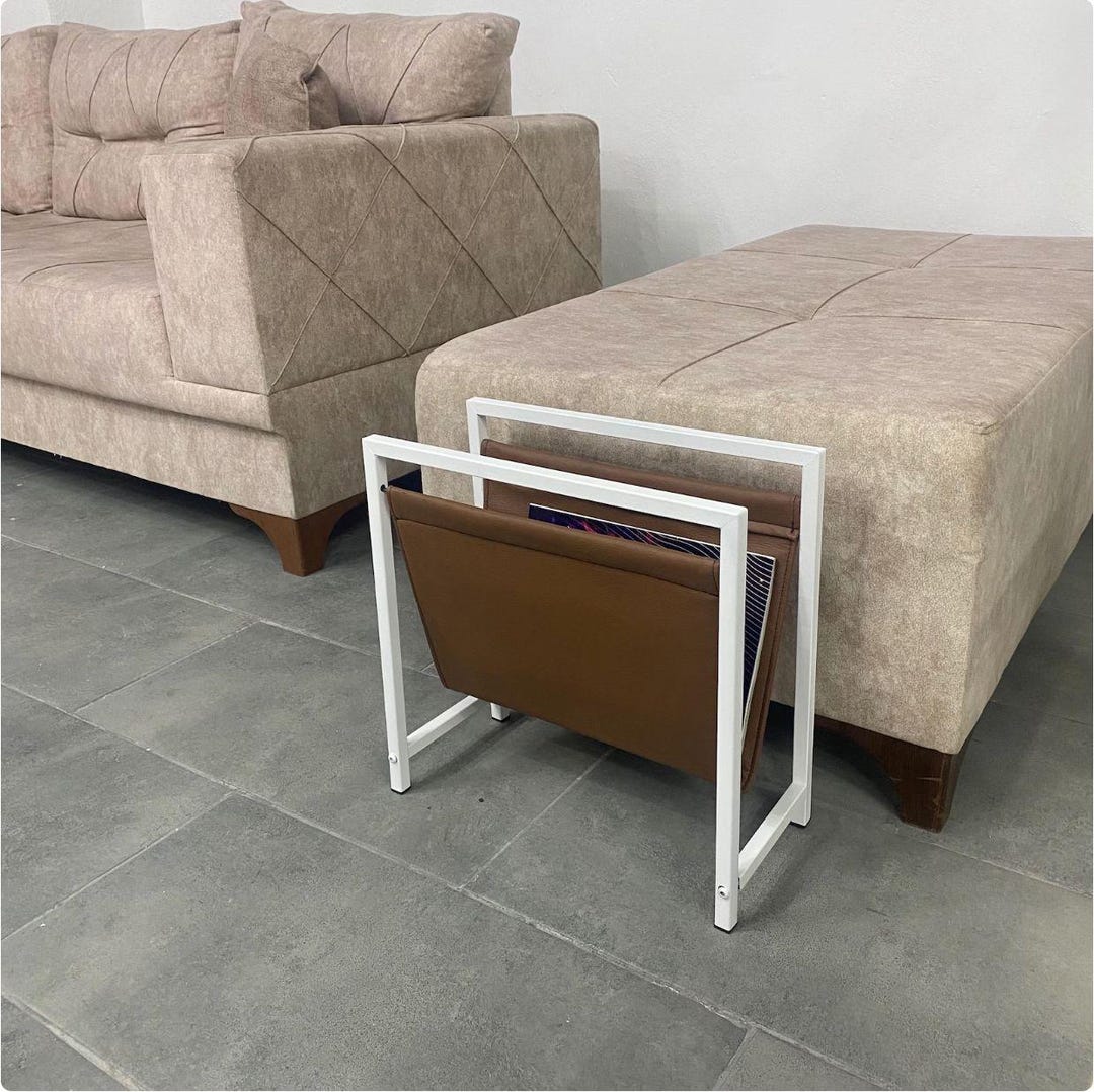 Minimalist Magazine Storage Rack, Housewarming Gift Leather Newspaper ...