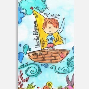 Tarjetas con dibujos de Bitty Doodle~ ¡Dibujos a mano y acuarela de I Doodle Do You! ¡Agrégalos a un regalo, una tarjeta, una lonchera o regálalos como un pequeño regalo! Pescador