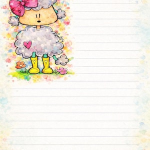 May include: A lined notepad with a watercolor illustration of a sheep wearing a pink bow and yellow boots. The sheep has a heart on its chest. The text reads, "I am fearfully and wonderfully made. -Psalm 139:13-14."