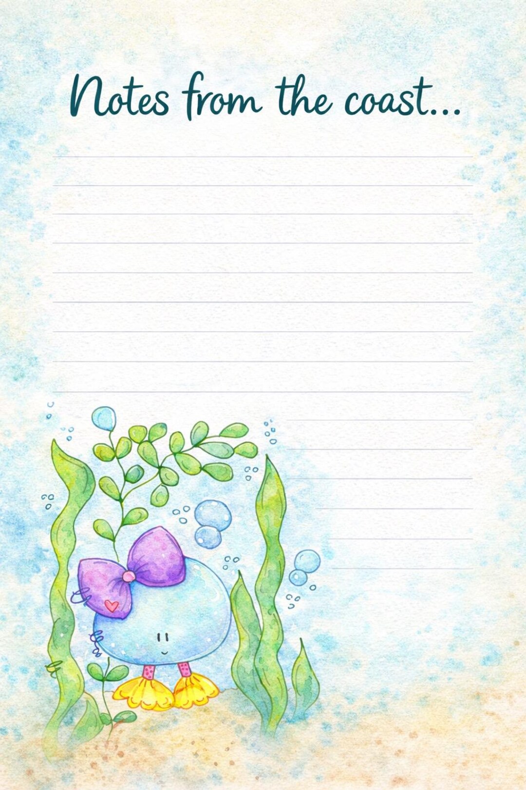 Coast Ot Note Notes From the Coast Printable Planner Page | Coastal Journal Page | A5 ...