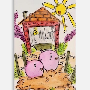 Bitty Doodle Karten ~ I Doodle Do You handgezeichnete und aquarellierte Kritzeleien! Fügen Sie einem Geschenk, einer Karte, einer Lunchbox hinzu, oder geben Sie es als kleinen Abholer. Schweinchen!!