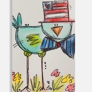Bitty Doodle Cards~I Doodle Do You rabiscos desenhados à mão e aquarelados! Adicione a um presente, um cartão, uma lancheira ou dê como um pequeno pick me up! Pássaro dos EUA!
