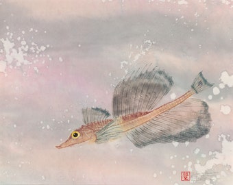 Dragon Poacher gyotaku imprimé de poisson giclee