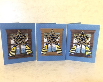 3 Unique Assorted Christmas Cards with my version of Parol hanging on a window