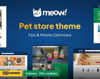 Ecomet - Meow Pet Care & Pet Shop  WooCommerce Theme Wordpress · Elementor Pro Theme · Ecommerce Theme + Plugins