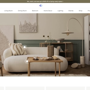 May include: A modern living room scene with a white sofa, wooden coffee table, and a tall floor lamp. The room features neutral tones, decorative pillows, and artwork, creating a minimalist and stylish interior design.