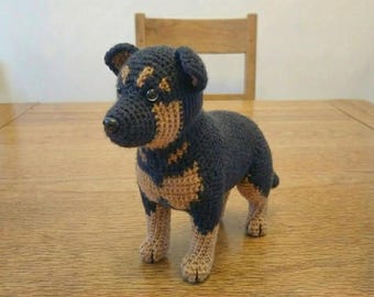 Realistic Sitting German Shepherd Amigurumi Plush Crochet Dog Stuffed Animal Toy