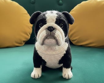ヴィンテージぬいぐるみ　ブルドッグ 犬 IKEA クラッパー イングリッシュブルドッグ ぬいぐるみ 茶色と白の子犬