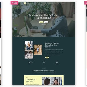 May include: Three website homepages for different businesses. The first is for a law firm, the second is for a life coach, and the third is for a financial advisor. Each website has a modern design and features high-quality images.