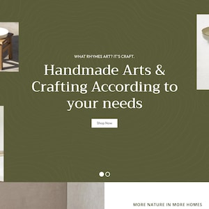 Könnte beinhalten: Das Bild zeigt handgefertigte Keramikschalen und -teller mit goldenem Rand. Der Text "Handmade Arts & Crafting According to your needs" ist auf grünem Hintergrund zu sehen. Ein kleiner Holzschemel ist ebenfalls im Bild zu sehen.