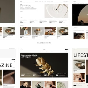 May include: The homepage of a lifestyle magazine called "ZAAN." The website features a variety of articles and images, including a close-up of a flower, a bottle of liquid, and a person's face.