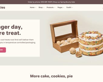 Thème Shopify | Site Web de Gâteau nourriture et boissons | Conception | Modèles modifiables | Thème Shopify esthétique | Thème élégant Shopify