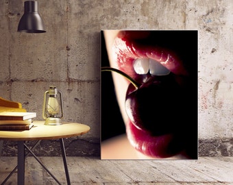 Sexy Cherry and Mouth - Digital Download Printable Wall Art - Photography Home Decor - Erotic Female