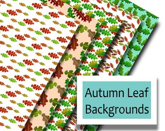 5 Lino Leaf Autumn Leaves Backgrounds A4 sheets - Digital Downloads - Print at home - Scrap booking - Crafting