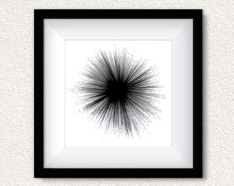 Black and White Sun Burst Artwork No 2 -  Digital Download Printable Wall Art Home Decor - Minimalist Contemporary