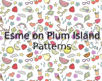 Summer Ditsy Holiday Seamless Pattern - Digital Download - For Craft - Fabric - Repeating Pattern - Cute Novelty Items