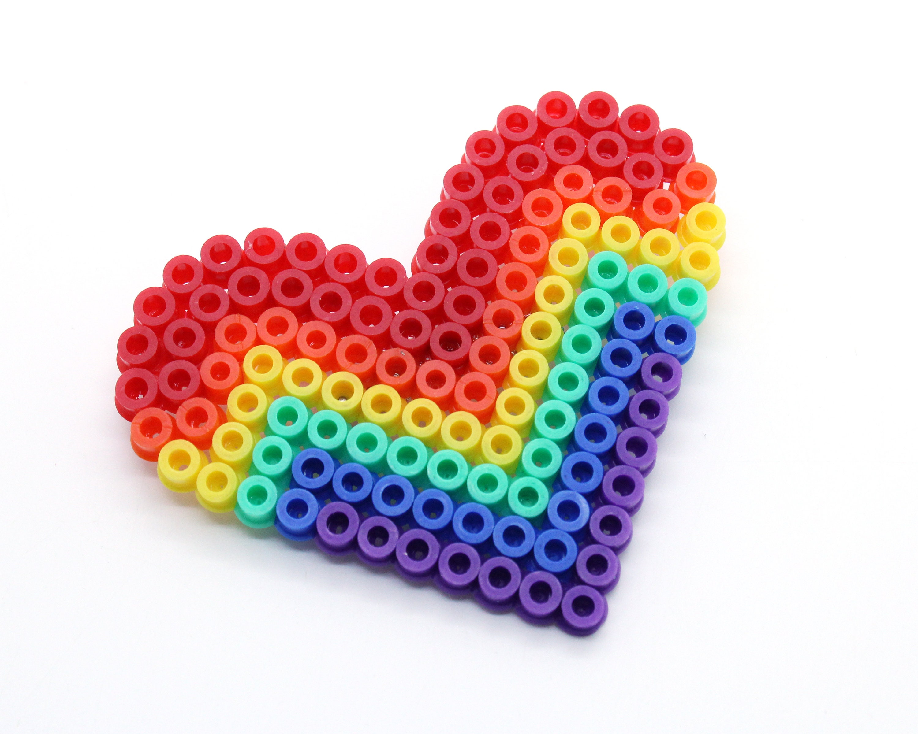 Pixel Art Perler Bead Rainbow Heart Brooch Etsy