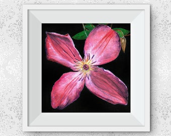 The Purple Pink Clematis Flower Art -  Digital Download Printable Wall Art Home Decor - Square Artwork