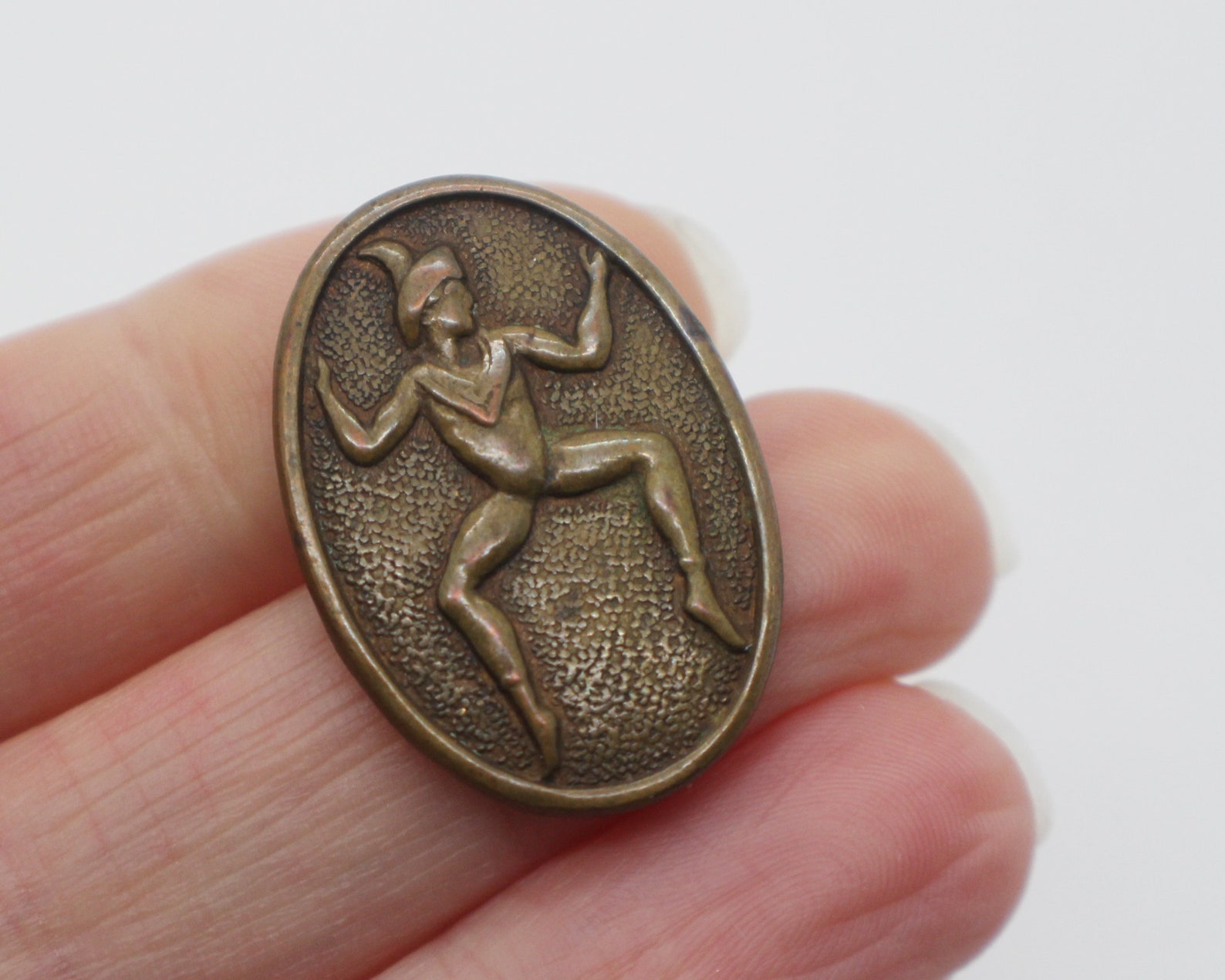 Oval Pixie Brooch 40s Brass Girl Guides Pin Badge Imp Etsy