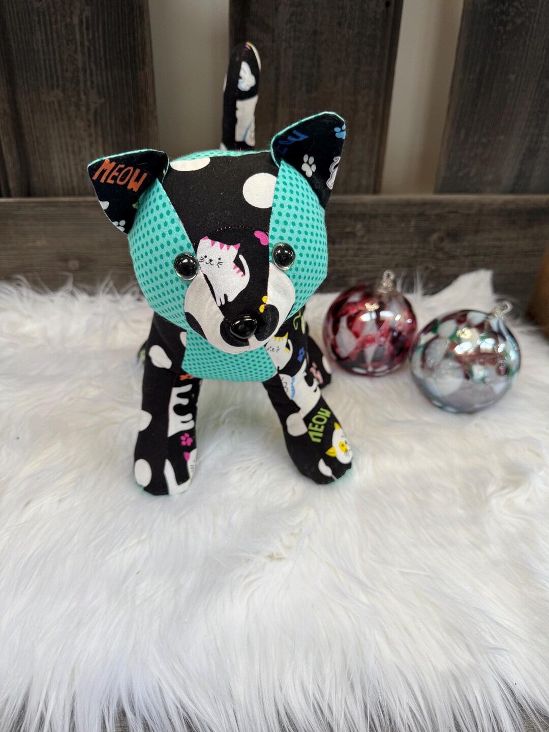 Patchwork Stuffed Cat: Colorful Memory Animal Toy - Etsy